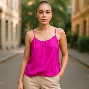 Zoe and Sam bright pink silk tank top Razorback size small